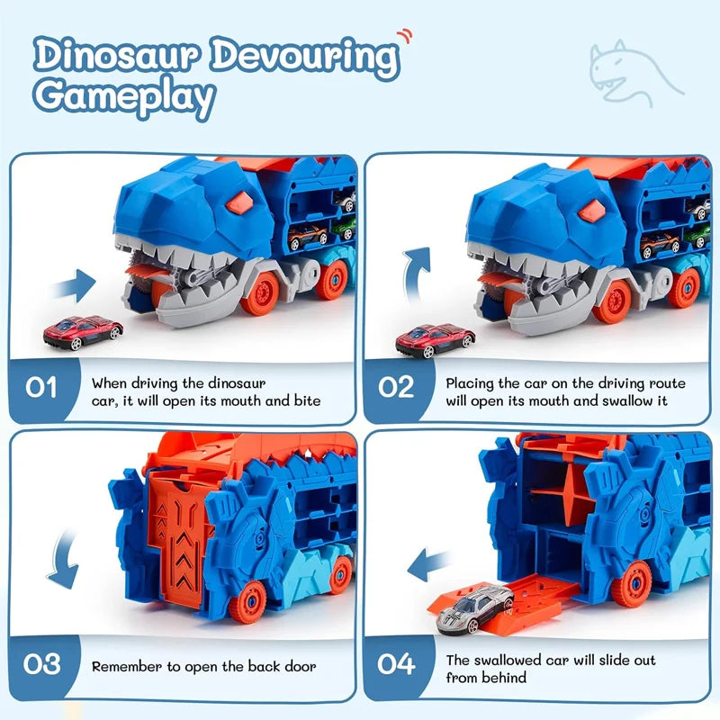 Dinosaur Devouring Car Transporter Set 🦖🚗✨