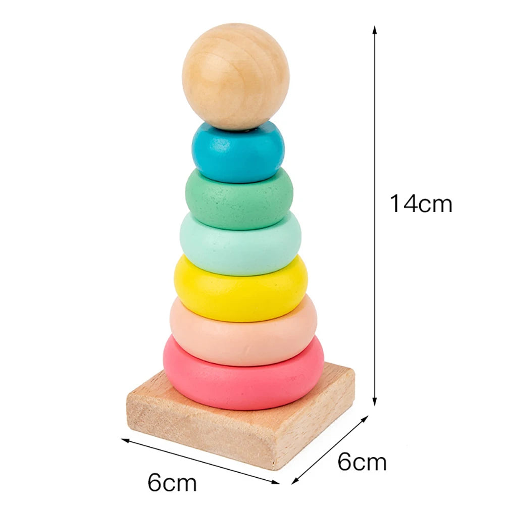 Rainbow Wooden Stacker – Montessori Educational Toy for Babies and Toddlers
