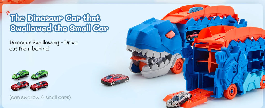 Dinosaur Devouring Car Transporter Set 🦖🚗✨