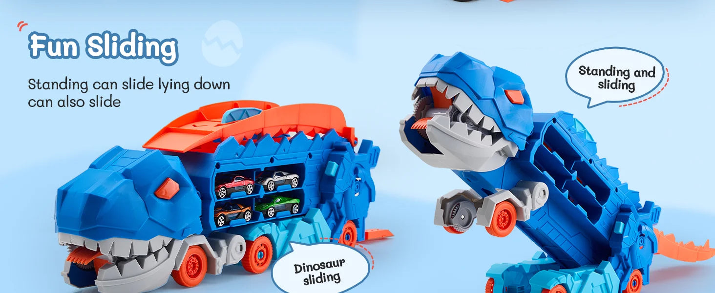 Dinosaur Devouring Car Transporter Set 🦖🚗✨