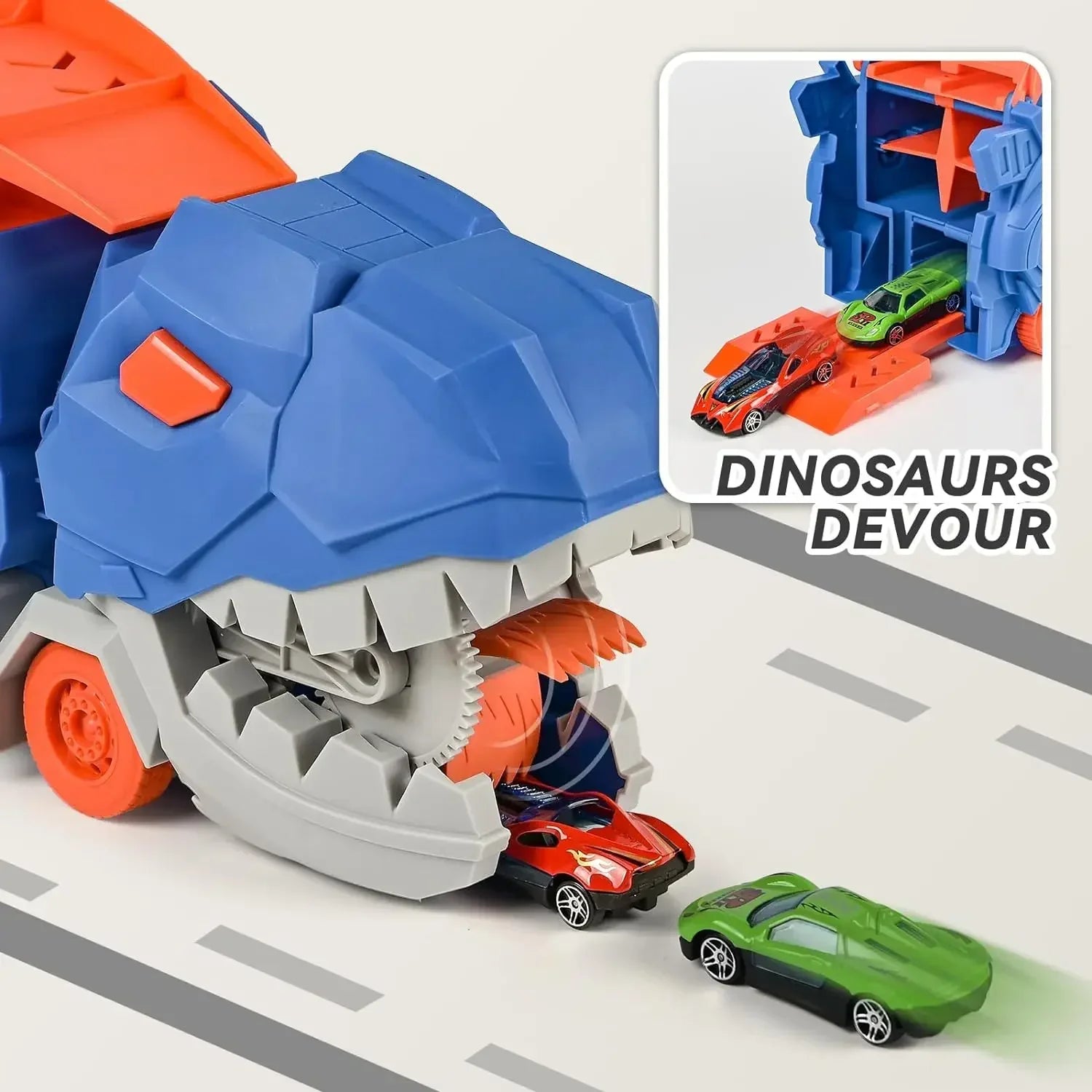 Dinosaur Devouring Car Transporter Set 🦖🚗✨