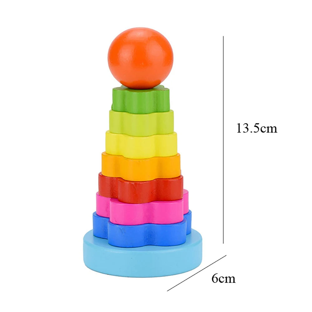 Rainbow Wooden Stacker – Montessori Educational Toy for Babies and Toddlers