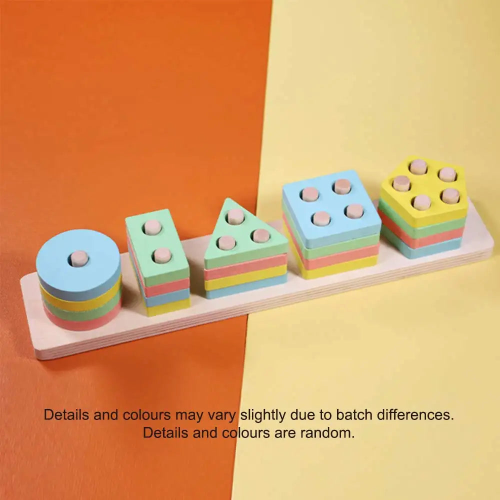 Montessori Wooden Stacking & Sorting Toy – Educational Color and Shape Sorter for Toddlers