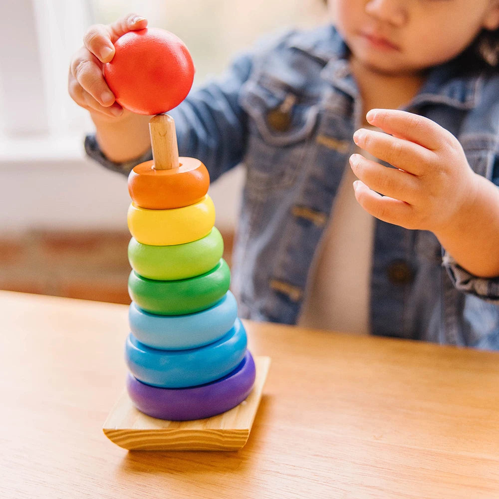 Rainbow Wooden Stacker – Montessori Educational Toy for Babies and Toddlers