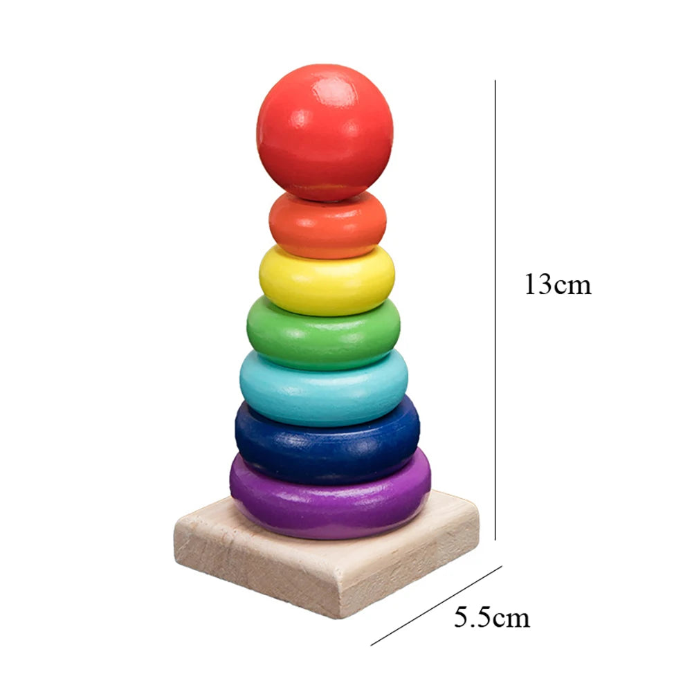 Rainbow Wooden Stacker – Montessori Educational Toy for Babies and Toddlers